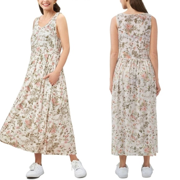 Frye Women's Sleeveless Easy Button Front Midi Dress - Folk Garden - Picture 1 of 14